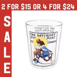 🔴 Norman Rockwell Young Love glass tumbler vintage